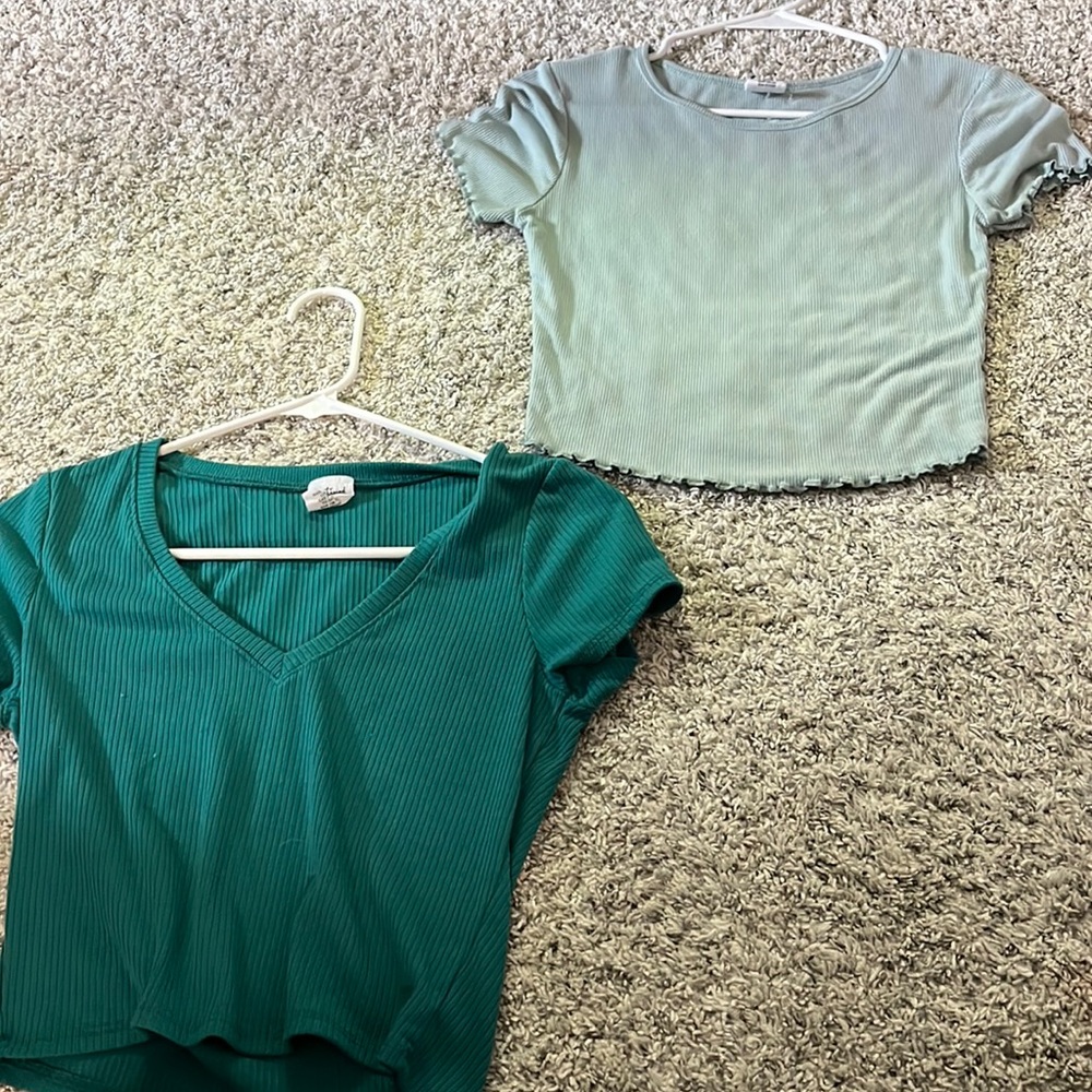Two green t shirts